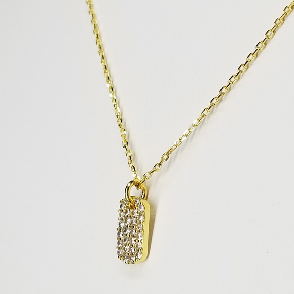 NWT Ultrachic Dainty Dog Tag Pave CZ Necklace - Picture 8 of 10